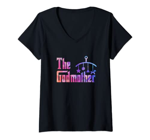 Damen Parodie & Spoof Shirts - The Godmother Aunt T-Shirt mit V-Ausschnitt von Parody & Spoof Shirts - Aunt The Godmother Shirt