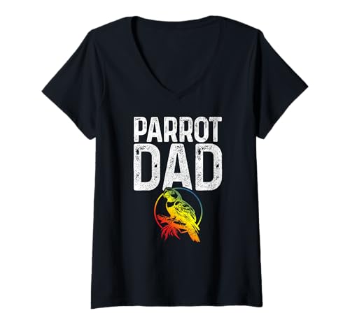 Damen Papagei Dad T-Shirt mit V-Ausschnitt Damen Papagei Dad T-Shirt mit V-Ausschnitt von Parrot Dad Apparel & Gifts