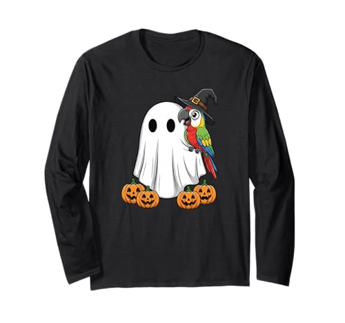 Lustiger Geist Papagei Kürbis Halloween Kinder Herren Damen Langarmshirt von Parrot Lovers Cute Halloween Outfits for Boy Girl