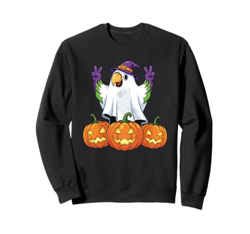 Lustiger Papagei Geist Kürbis Boo Halloween Kinder Herren Damen Sweatshirt von Parrot Lovers Halloween Ghost Pumpkin Outfits