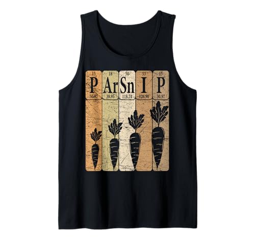 Herren Pastinake Periodensystem Elemente Pastinake Gemüse Retro Tank Top von Parsnip Farming Periodic Table Elements