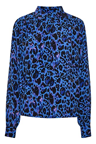 Part Two Damen Vernapw Sh Regular Fit Long Sleeve Shirt, Blue Mütze Leo Print, 48 von PART TWO