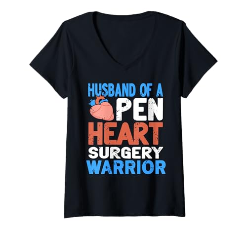 Damen Stolzer Ehemann Von Herzchirurgie Krieger Unterstützung T-Shirt mit V-Ausschnitt Damen Stolzer Ehemann Von Herzchirurgie Krieger Unterstützung T-Shirt mit V-Ausschnitt von Partner Herzgesundheit Und Genesung Fans