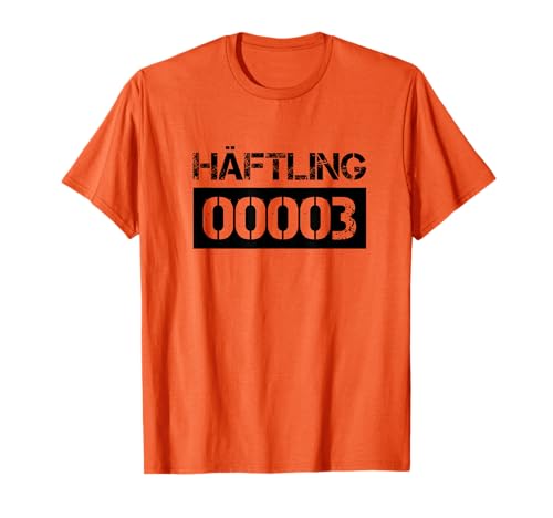 Partnerlook Orange Häftling Gruppenkostüm 1 bis 5 Karneval Gefangener Kostüm Fasching Verkleidung Sträfling T-Shirt Unisex-Erwachsene, Unisex-Kinder Orange Kurzarm Klassische Passform Small EU 1 Count von Partnerlook Orange Häftling Gruppenkostüm 1 bis 5