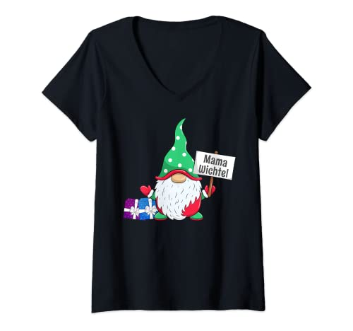 Damen Mama Wichtel Partnerlook Familien Outfit Frauen Weihnachten T-Shirt mit V-Ausschnitt Damen Mama Wichtel Partnerlook Familien Outfit Frauen Weihnachten T-Shirt mit V-Ausschnitt von Partnerlook Weihnachten Familien Outfits by KaMi