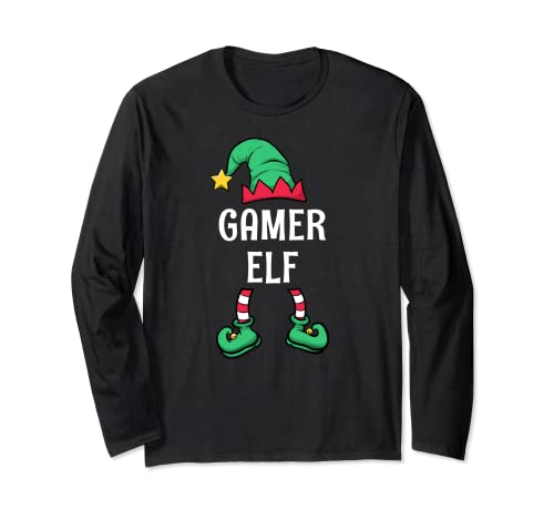 Gamer Elf Partnerlook Familien Weihnachten Männer Jungen Langarmshirt von Partnerlook Weihnachten Familien Outfits by KaMi