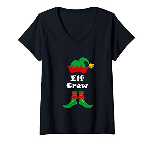 Damen Elf Crew - Weihnachten Familien Outfit Frauen Männer Kinder T-Shirt mit V-Ausschnitt Damen Elf Crew - Weihnachten Familien Outfit Frauen Männer Kinder T-Shirt mit V-Ausschnitt von Partnerlook Weihnachten Geschenk Elfe Crew Freunde