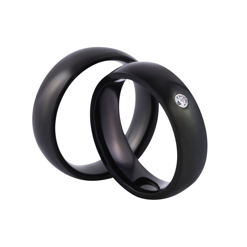 Verlobungsringe Freundschaftsringe Partnerringe Trauringe Zirkonia Silber/Schwarz Gravur von PartnerringeHannover