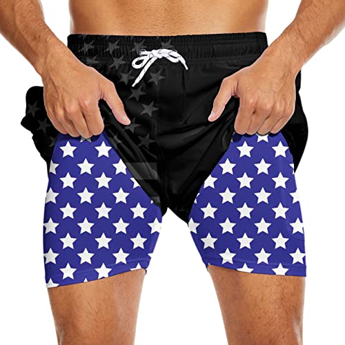 Partrest American Flag Herren Badehose mit Kompressionsfutter USA Flagge Badehose Boardshorts mit Tasche Badeshorts, A 1, M von Partrest