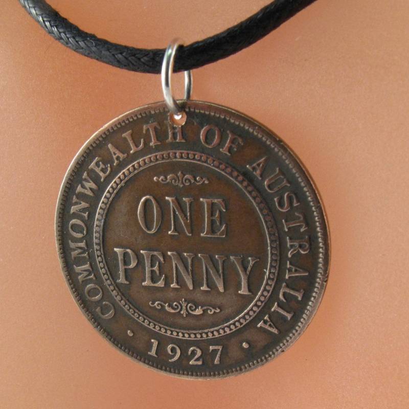 Antike Australien Halskette/Australier Münzschmuck Australien Anhänger Münze .no.001141 von PartsForYou