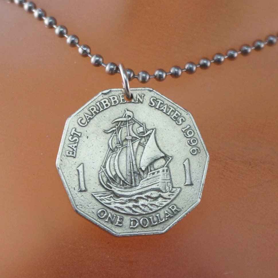 Karibik Halskette. Münzschmuck . Charm Anhänger. Herren Schmuck. Galeone. Boot. Piraten Kette No.00242 von PartsForYou