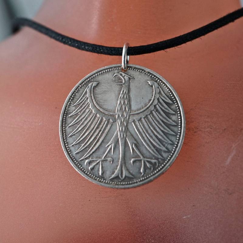Münzschmuck - Silber Deutsche Mark Münzkette Deutschland Münze Silbermünzschmuck -Gespreizter Adler 1951, 1972 Herren Nr.7 von PartsForYou
