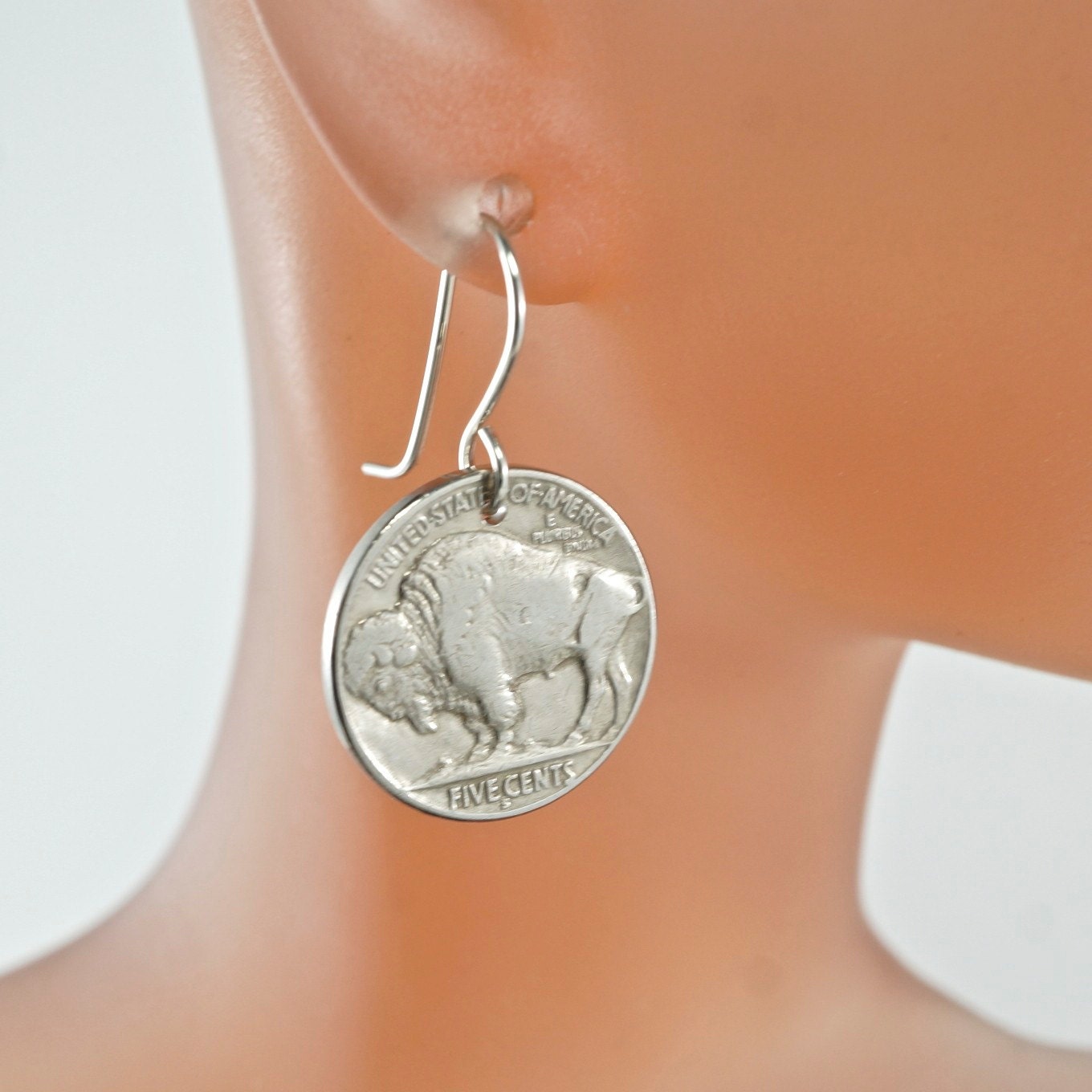 Nickel Ohrringe/Usa Coin Buffalo Häuptling Ohrringe. - Partsforyou Nr.0066 von PartsForYou