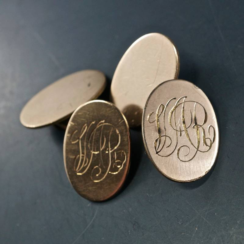 R Monogramm Manschettenknöpfe. Antik Gold Manschettenknöpfe Edwardian. 001403 von PartsForYou