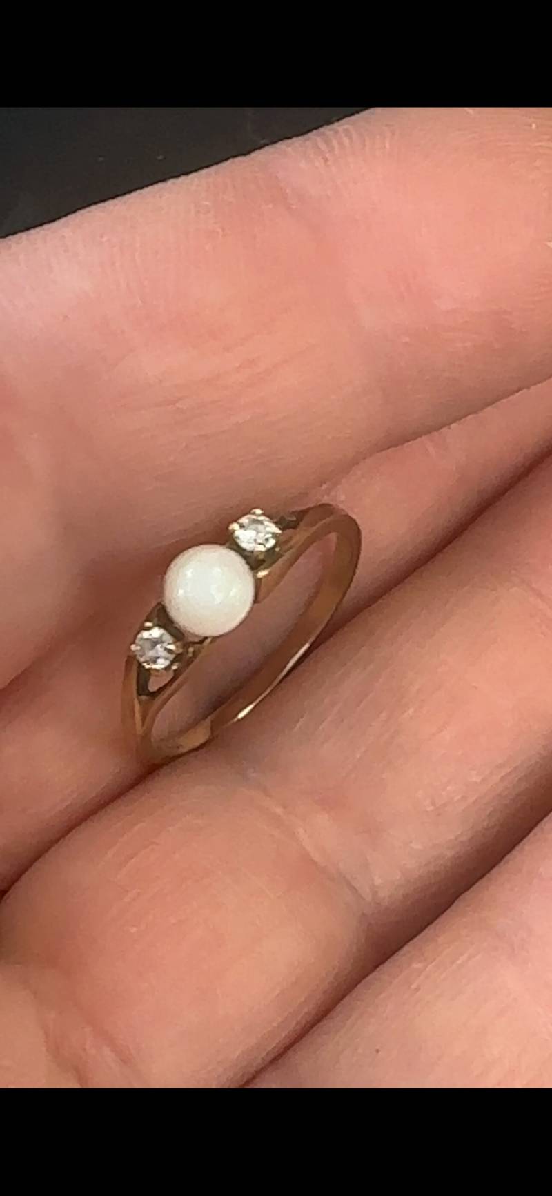 Vintage 10K Gold Echte Perle Damen Ring Gelbgold Gr. 58 002000 von PartsForYou