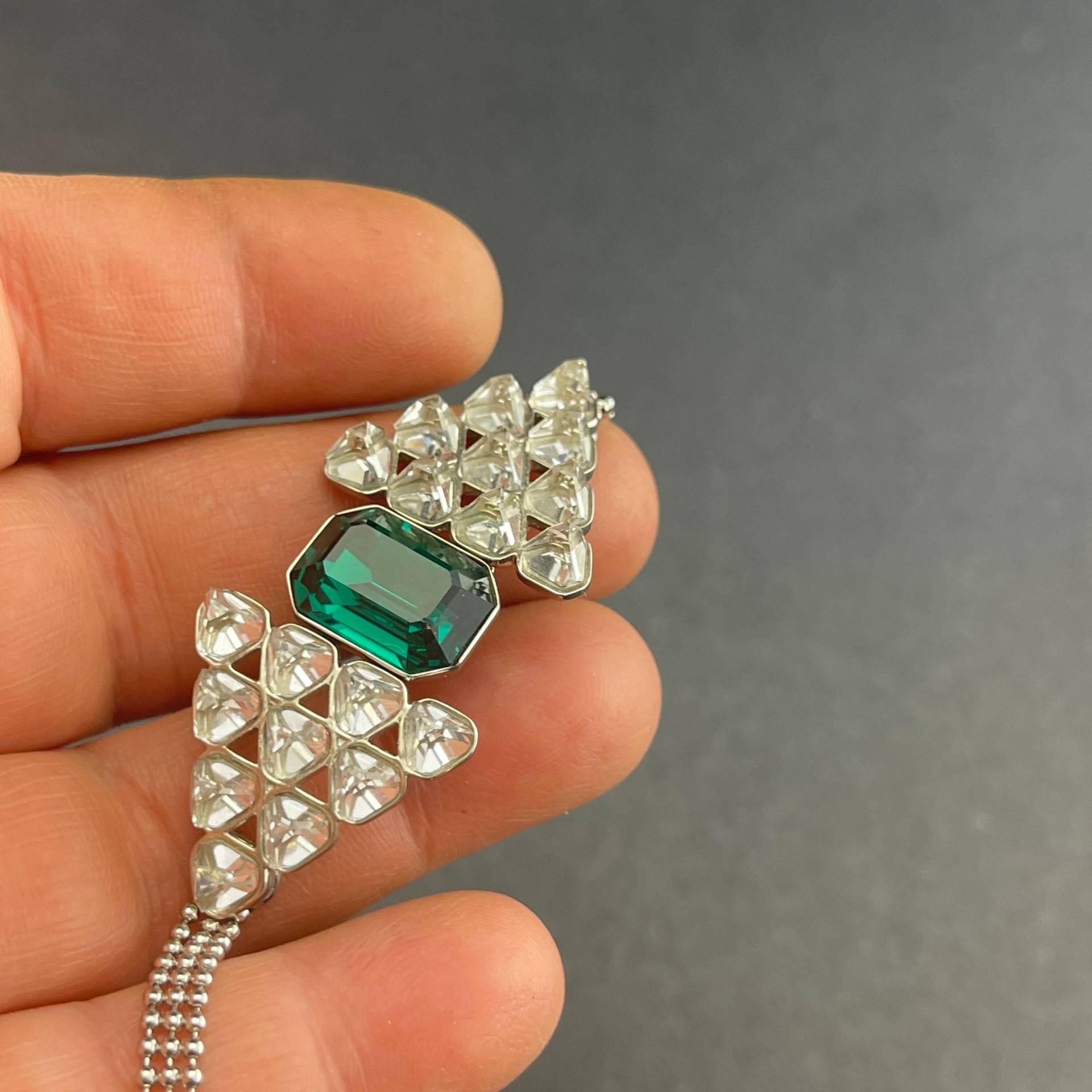Vintage Swarovski Kristall Armband. Smaragdgrünen Klaren Schliffsteinen No.900 von PartsForYou