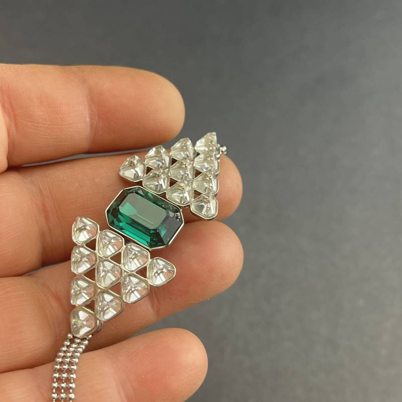 Vintage Swarovski Kristall Armband. Smaragdgrünen Klaren Schliffsteinen No.900 von PartsForYou