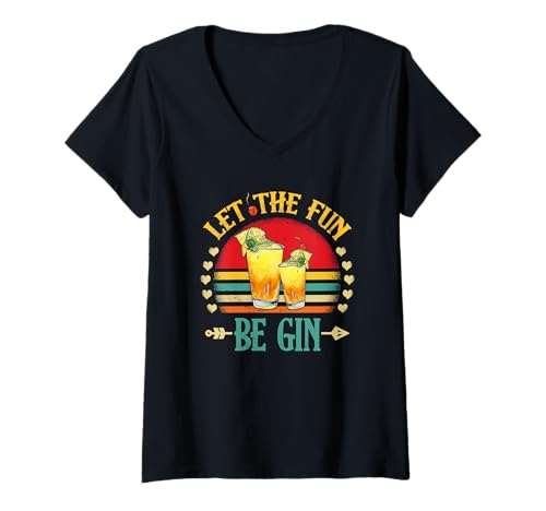 Damen Party Alcohol Let The Fun Be Gin Tonic Cocktail Love T-Shirt mit V-Ausschnitt Damen Party Alcohol Let The Fun Be Gin Tonic Cocktail Love T-Shirt mit V-Ausschnitt von Party Alcohol Let The Fun Be Gin Tonic Cocktail