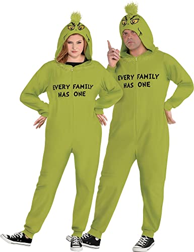 Party City Classic Grinch Zipster Onesie für Erwachsene, Übergröße von Party City