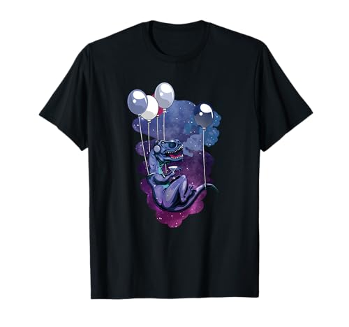 Party Dino mit Luftballon, Gamer Dinosaurier Fantasy T-Shirt für Herren in Schwarz, Größe S von Party Dino mit Luftballon, Gamer und Musik