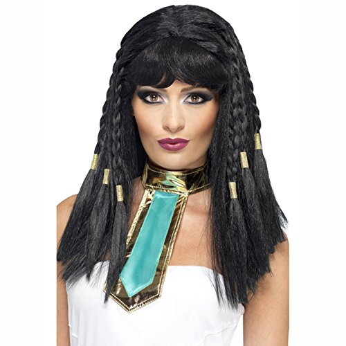 NEU Perücke Cleopatra, geflochten, schwarz von Party Discount