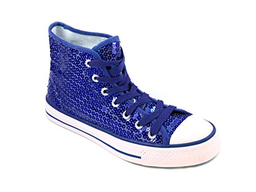 Party-Factory-Ladenburg Pailletten Schuhe Blau Glitzer 36-42 Damen & Herren Designer Schnürer (42) von Party-Factory-Ladenburg