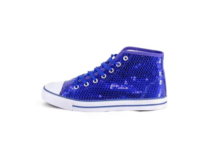Party Factory Pailletten Schuhe blau Glitzer Sneaker Damen Herren Größe 37 Sneaker mit Schnürsenkel von Party Factory