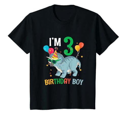 Kinder I'm 3 Birthday Boy Triceratops 3. Geburtstag T-Shirt von Party Favors For Kids & Birthday Boy Gifts