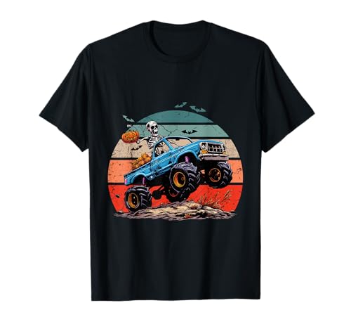 Party Kinder Halloween T-Shirt SKELETT AUF MONSTER TRUCK Jungs T-Shirt von Party Halloween Geschenk Kinder Halloween T-Shirt