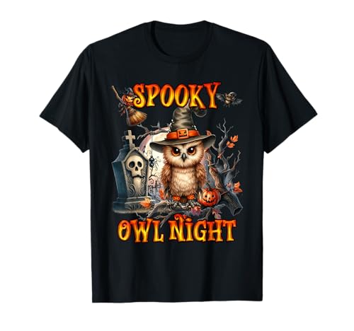 Halloween SPOOKY OWL NIGHT Lustiges Halloween Kinder T-Shirt von Party Halloween Geschenk Kinder Halloween T-Shirt