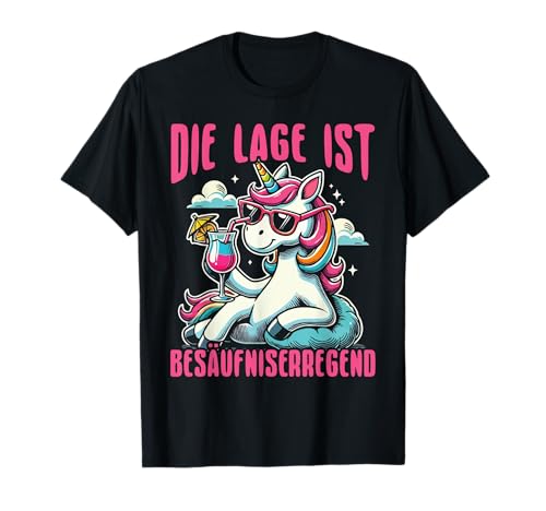 Die Lage Ist Besäufniserregend Einhorn Party Lustiges Herren T-Shirt von Party Lustig Einhorn Trinkspruch Witziger Spruch