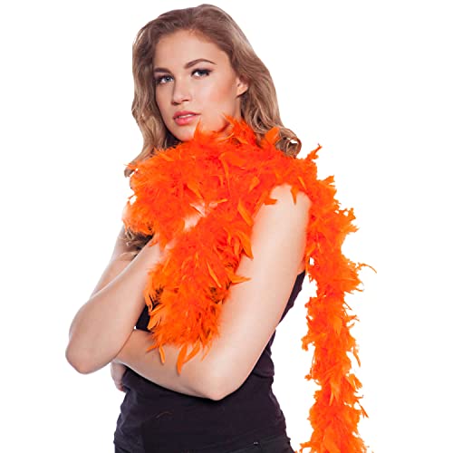 Federboa 180cm nur ca. 50g für Damen Kinder Karneval Fasching Stola Kostüm Party Schal Feder (Orange) von Party Nation