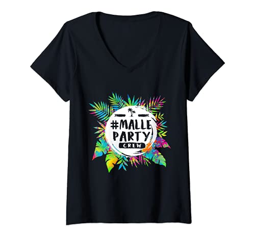 Damen Malle Party Crew - Mallorca Urlaub Sauf Team T-Shirt mit V-Ausschnitt Damen Malle Party Crew - Mallorca Urlaub Sauf Team T-Shirt mit V-Ausschnitt von Party Urlaub Gruppenshirts
