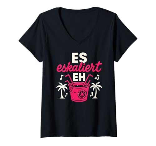 Damen Es Eskaliert Eh - Lustiges Party Urlaub T-Shirt mit V-Ausschnitt Damen Es Eskaliert Eh - Lustiges Party Urlaub T-Shirt mit V-Ausschnitt von Party & Trinksprüche