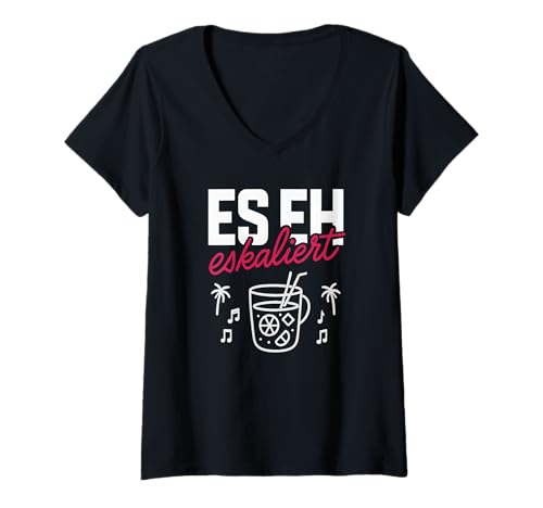 Damen Es Eskaliert Eh - Lustiges Party Urlaub T-Shirt mit V-Ausschnitt Damen Es Eskaliert Eh - Lustiges Party Urlaub T-Shirt mit V-Ausschnitt von Party & Trinksprüche