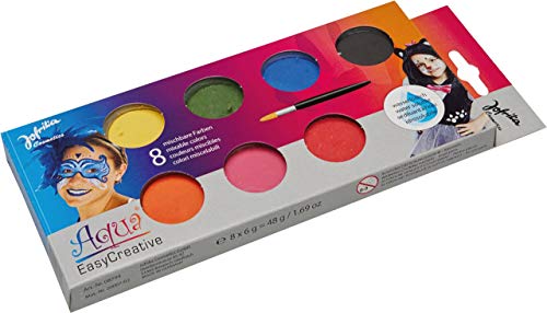JOFRIKA Aqua Easy Creative Set 8er | Schminke mit 8 Farben inklusive Pinsel | Wischfest | Wasserlöslich | Leichte Handhabung | Ideal für Karneval, Halloween | mehrfarbig 708799 - STD von Jofrika