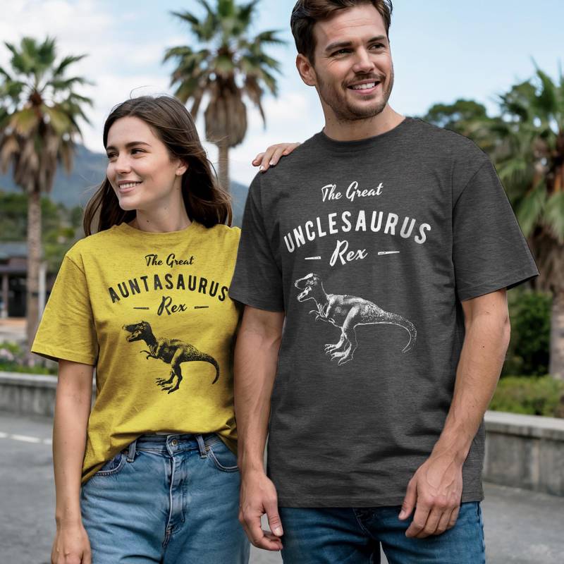 Auntasaurus Unclesaurus Passende T-Shirts Geschenk Tante Und Onkel von PartyBrew