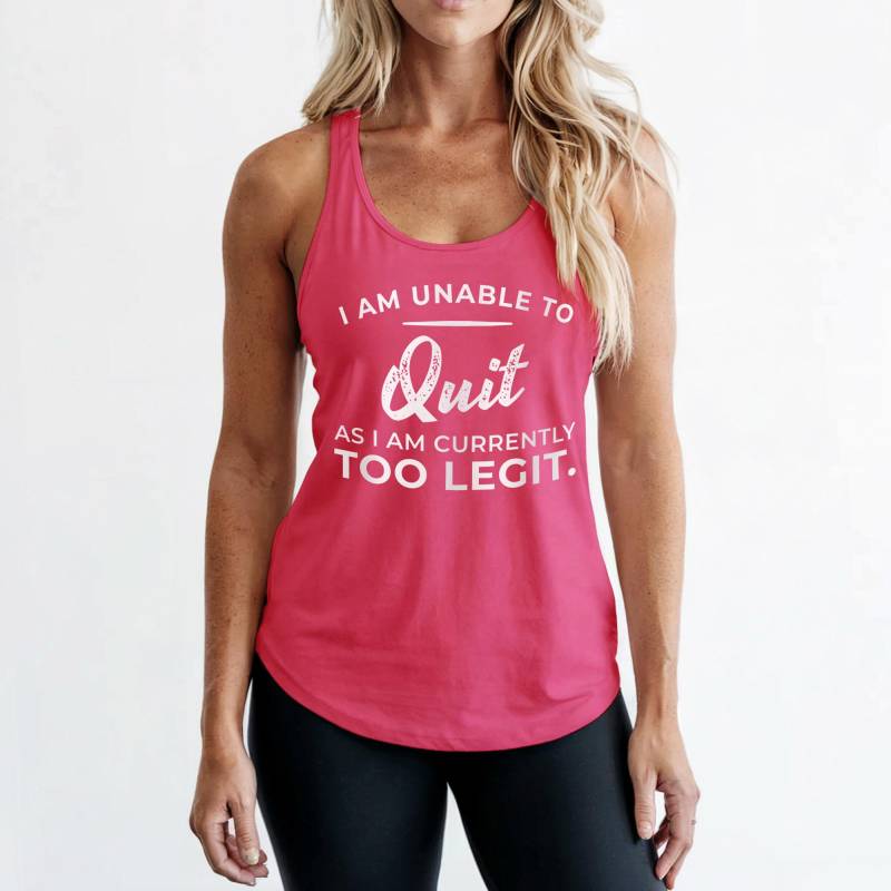 Zu Legit To Quit Racerback Tank Top Lustiges Frauen Workout Shirt von PartyBrew