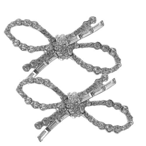 PartyKindom 1 Paar Hochzeits Schuhschmuck mit Kristallen Schuhclips Schleifenform für Damen Pumps Hochzeiten Partys und Besondere Anlässe Silberfarben von PartyKindom