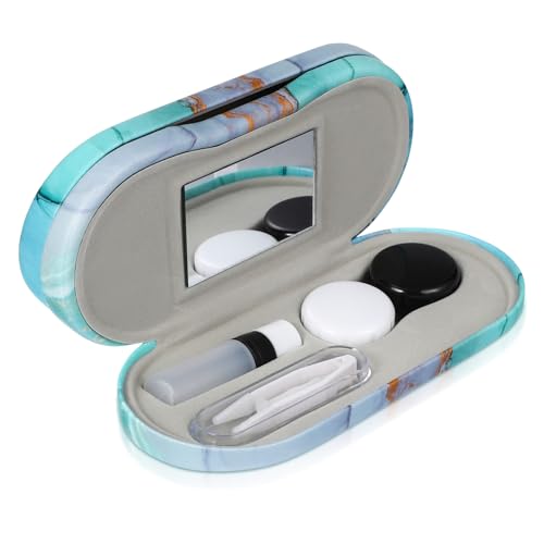 PartyKindom 1 Satz Brillenetui Reise-Set Für Kontaktlinsenbehälter Gläser Blau Rosa Augenkontakt Fall Kontaktfälle Faltbar Hülle Dünner Brille Reisegröße Reisen Schlank Falten Beflocktes Tuch von PartyKindom