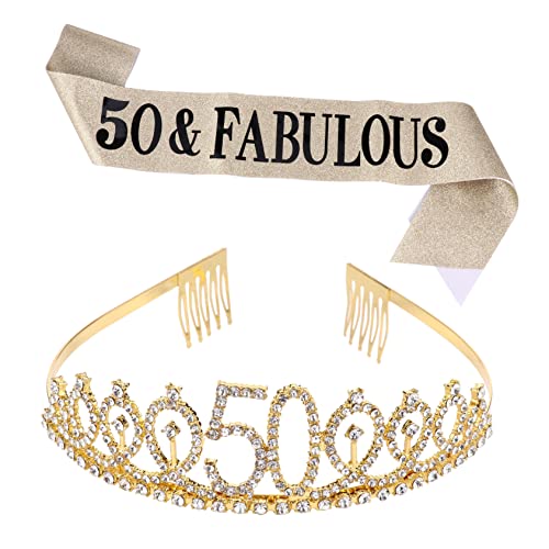 PartyKindom 1 Satz Teiliges Geburtstagskrone Schärpe Goldene Deko für Geburtstagsfeiern und Bequem mit Hot Stamping für Unvergessliche von PartyKindom