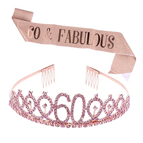 PartyKindom 1 Satz Teiliges Geburtstagskrone und Schärpe Dekorationsset für Roségold für Haarstyling für Unvergessliche Feiern von PartyKindom