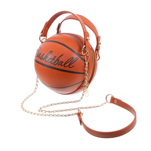 PartyKindom 1 Stück Basketball -Umhängetasche geformt Schultertasche winzig Sporttasche Mini Umhängetasche für Damen Tasche Basketball Handtasche in Basketballform tasche geldbörse Pu Braun von PartyKindom