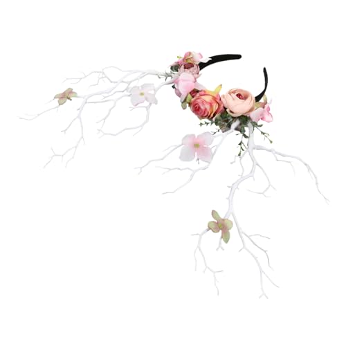 PartyKindom 1 Stück Blütenkopfband mit Rentiergeweih Extravaganter Haarschmuck für Weihnachten Cosplay für Erwachsene Leicht und Bequem Zufällige Blütenfarbe Zufällige Farbe Zufällige Farbe von PartyKindom