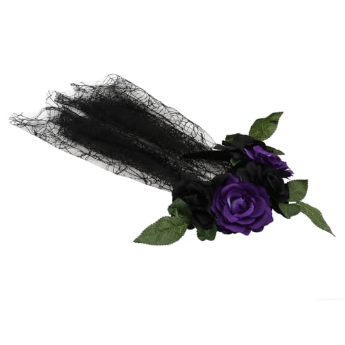 PartyKindom 1 Stück Blumen Haarreif mit Spitze Haarschmuck für Hochzeiten Partys und Feste Romantisches Accessoire mit Rosen und Zarten Details von PartyKindom
