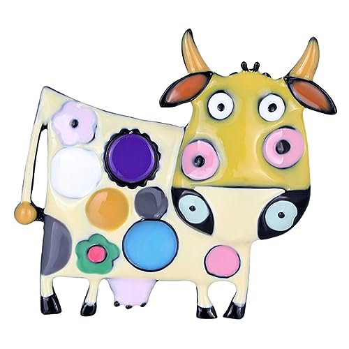 PartyKindom 1 Stück Cartoon Cow Brosche Legierung Niedliche Tierbrosche für Kleidung Langlebig und Tragbar Accessoire für Mode und Diy Projekte von PartyKindom