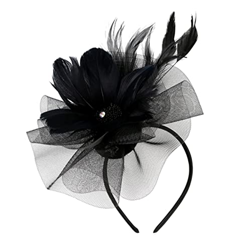 PartyKindom 1 Stück Netz Feder Haarschmuck Hochzeit Zubehör Kopfschmuck Party Haarschmuck Für Frauen Abschlussball Eleganter Federschmuck Haarspange in Blumenform Künstliche Feder Schwarz von PartyKindom