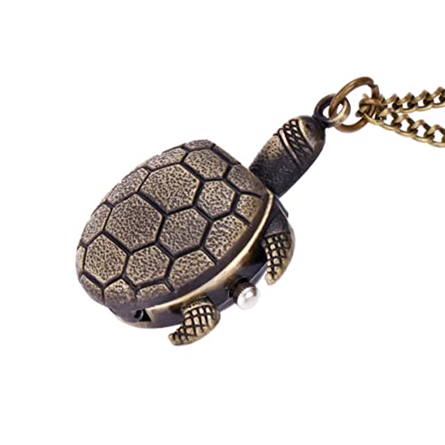 PartyKindom Taschenuhr Mit Schildkrötenmuster Retro Quarz Uhr Klassisch Design Für Herren Damen Mit Kette von PartyKindom