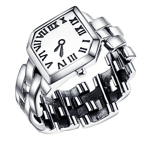 PartyKindom 1 Stück Sterling Silber Ring Uhr für Damen Verstellbare Fingerringuhr Elegantes Schmuckstück mit Praktischer Zeitfunktion als Modisches Accessoire Hochwertiger und Langlebiger von PartyKindom