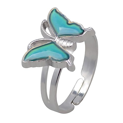 PartyKindom Thermochromer Fingerring für Damen Verstellbar Legierung Dekorativer Damenschmuck Anpassbar für Verschiedene Anlässe Modischer Paarring von PartyKindom